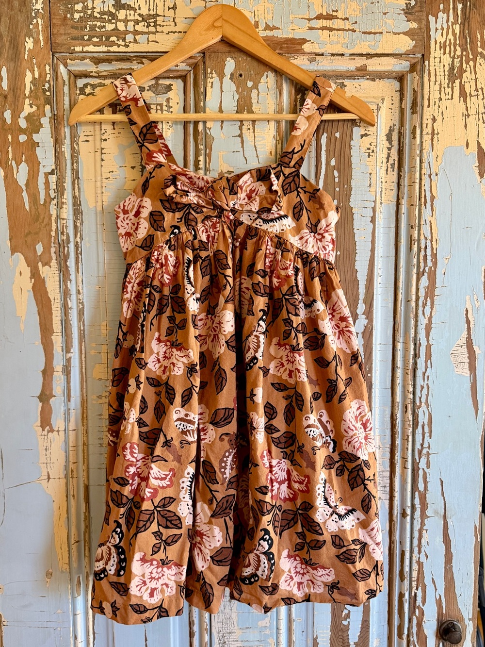 Janie and Jack Lion Brown Floral Sundress with Pink Accents